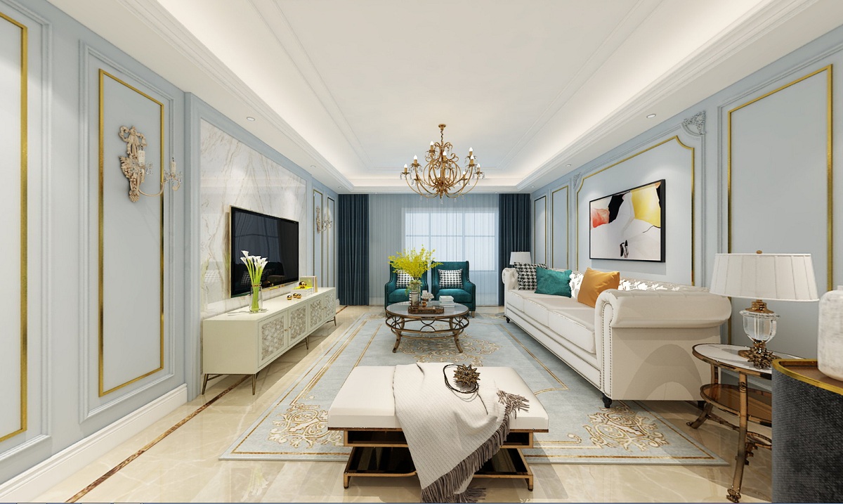 蘇州世貿(mào)尚運(yùn)苑客廳裝修 蘇州185平米裝修