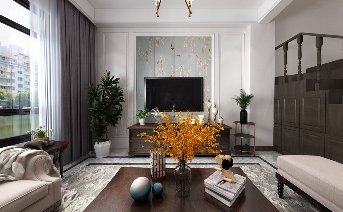 蘇州華宇錦繡花城客廳裝修 蘇州別墅客廳裝修