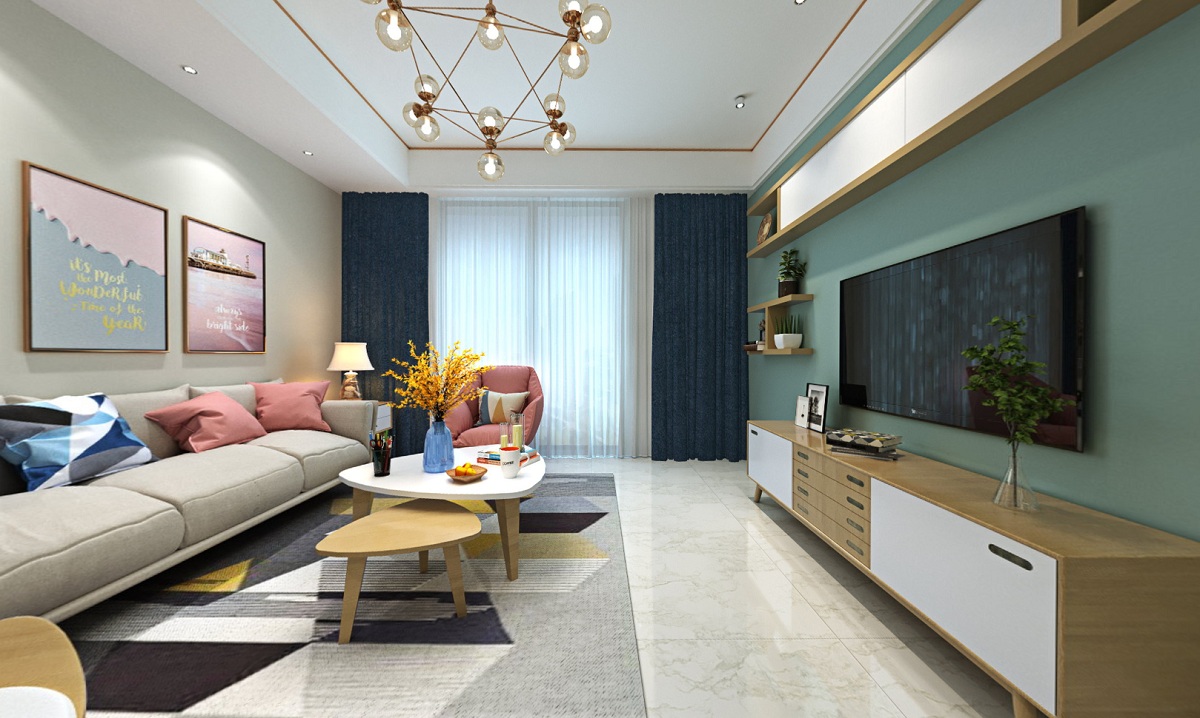 蘇州萬(wàn)科碧桂園客廳裝修 蘇州102平米客廳裝修